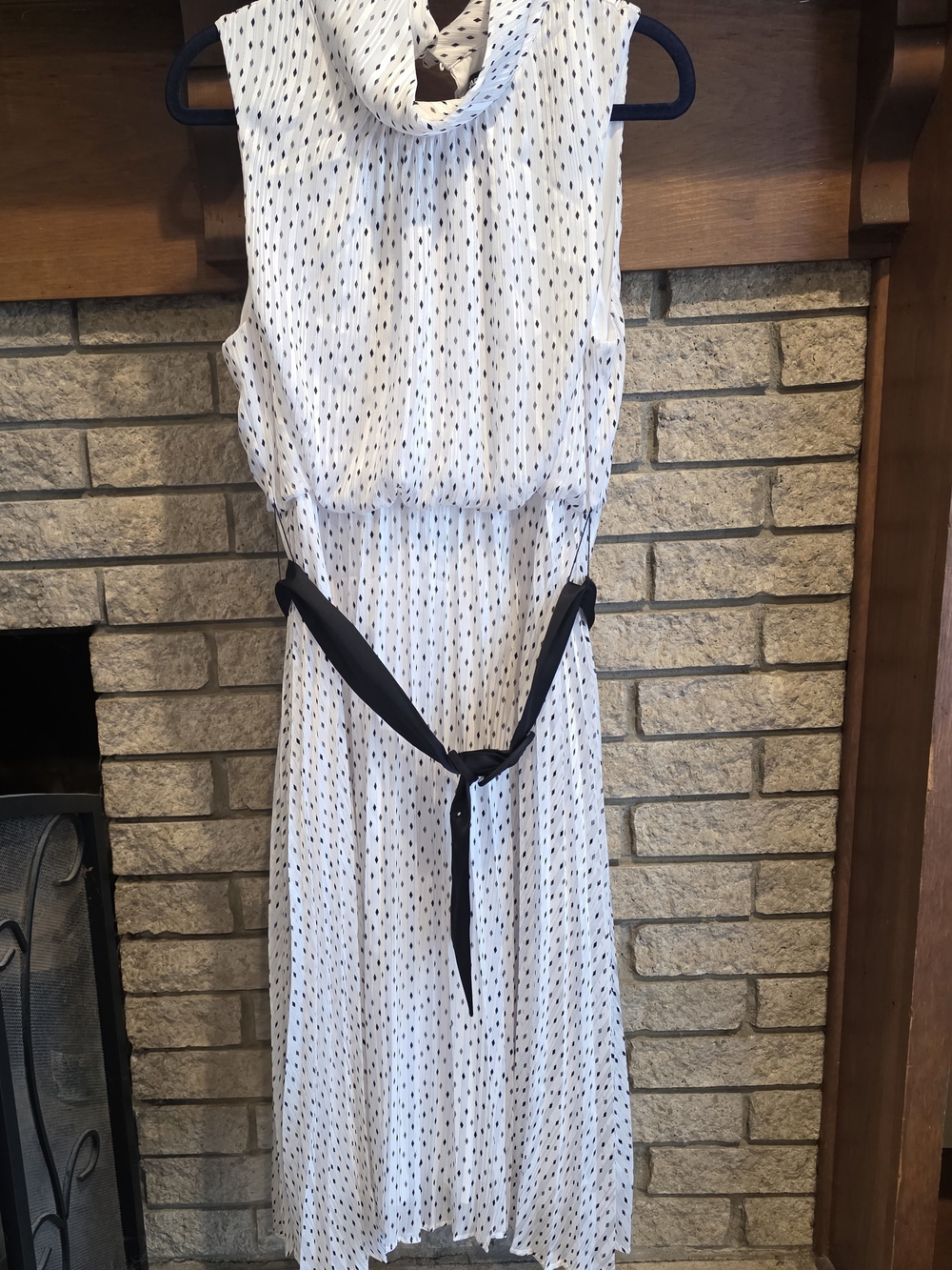 Karl Lagerfeld White Maxi Halter Dress with Black Accents - Picture 3 of 7